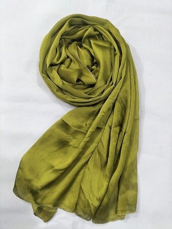Crinkle Silk Scarf - Olive Green