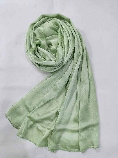 Crinkle Silk Scarf - Pista Green