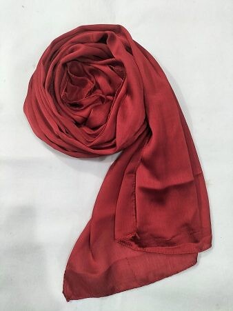 Crinkle Silk Scarf - Red