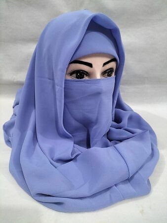 Plain Niqab Ready to Wear - Bluish Purple