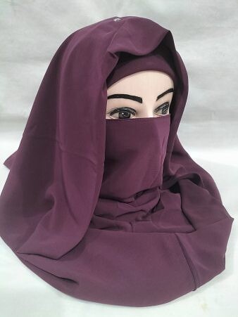 Plain Niqab Ready to Wear - Plum Plain Niqab Ready to Wear - Plum