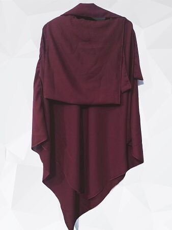 Single Layer Khimar with Niqab Ready to Wear - Burgundy
