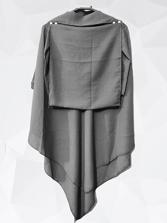 Single Layer Khimar with Niqab Ready to Wear - Grey