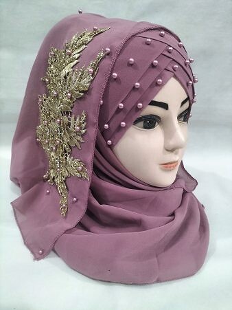 Pearl Ready to Wear with Golden Bunch - Mauve