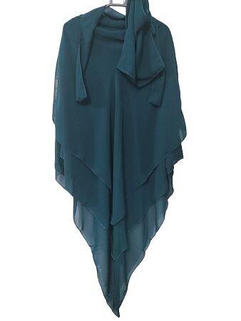 Three Layer Khimar with Niqab Ready to Wear - Dark Zinc