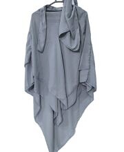 Three Layer Khimar with Niqab Ready to Wear - Grey