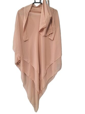 Three Layer Khimar with Niqab Ready to Wear - Salmon Pink Three Layer Khimar with Niqab Ready to Wear - Salmon Pink