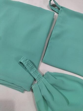 Plain Three Piece Matching Hijab Set - Cyan
