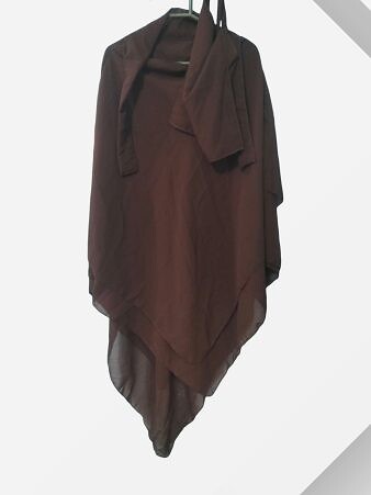 Three Layer Khimar with Niqab Ready to Wear - Brown