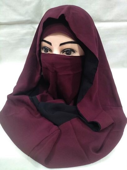 Reversible Niqab Ready To Wear - Burgundy
