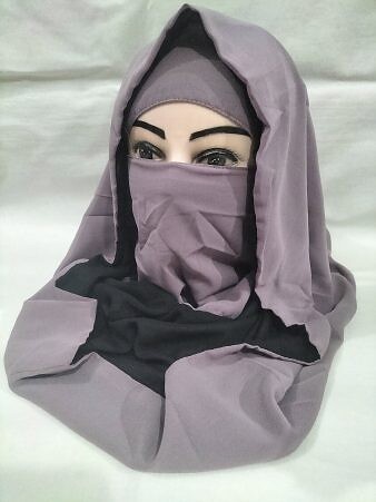 Reversible Niqab Ready To Wear - Dirty Purple