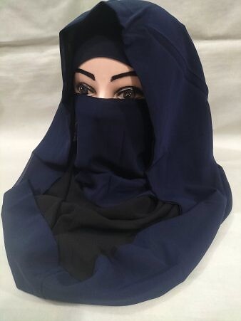 Reversible Niqab Ready To Wear - Navy Blue