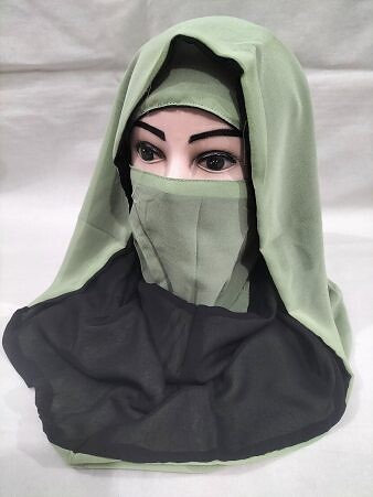 Reversible Niqab Ready To Wear - Pista Green