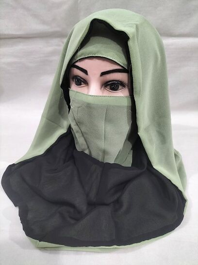 Reversible Niqab Ready To Wear - Pista Green