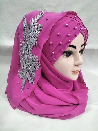 Pearl Floral Ready to Wear with Silver Bunch - Design 2 - Magenta