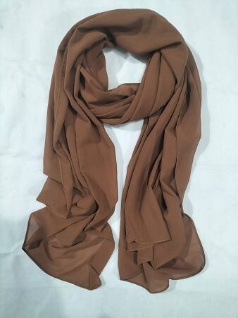 Plain Maxi Chiffon Scarf - Caramel Brown