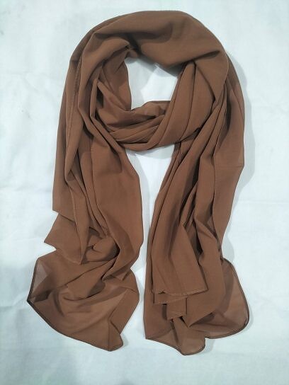 Plain Maxi Chiffon Scarf - Caramel Brown Plain Maxi Chiffon Scarf - Caramel Brown