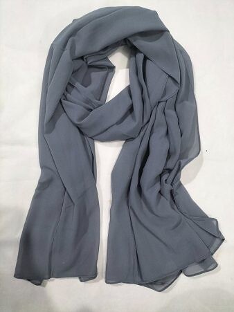 Plain Maxi Chiffon Scarf - Dark Grey
