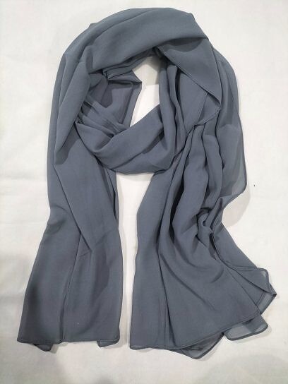 Plain Maxi Chiffon Scarf - Dark Grey