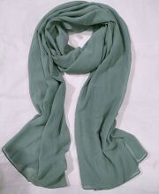 Plain Maxi Chiffon Scarf - Fern Green