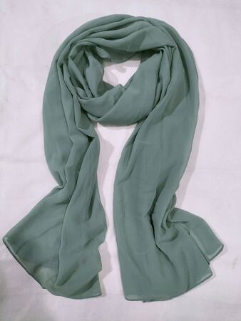 Plain Maxi Chiffon Scarf - Fern Green