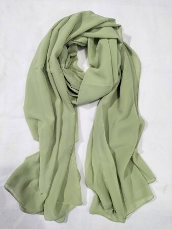 Plain Maxi Chiffon Scarf - Olive Green