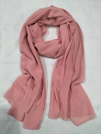 Plain Maxi Chiffon Scarf - Peachy Pink