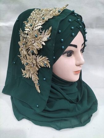 Pearl Ready to Wear with Golden Bunch - Sea Green