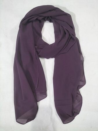 Plain Maxi Chiffon Scarf - Eggplant