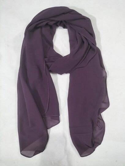 Plain Maxi Chiffon Scarf - Eggplant