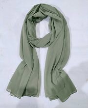 Plain Maxi Chiffon Scarf - Moss Green
