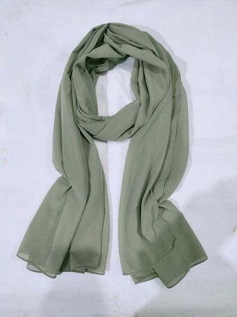 Plain Maxi Chiffon Scarf - Moss Green