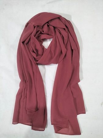 Plain Maxi Chiffon Scarf - Rust Red Plain Maxi Chiffon Scarf - Rust Red