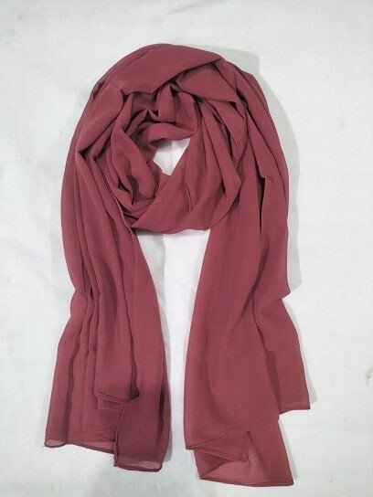 Plain Maxi Chiffon Scarf - Rust Red