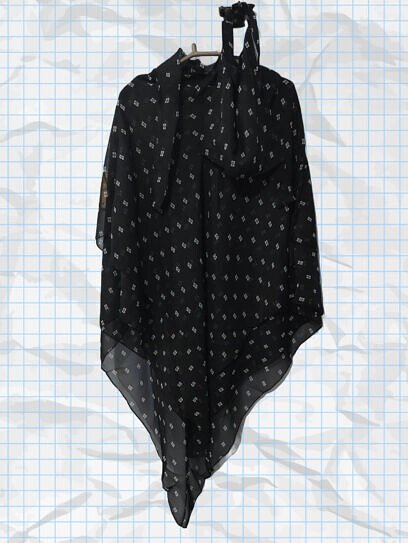 Three Layer Khimar with Niqab Ready to Wear - Print 7
