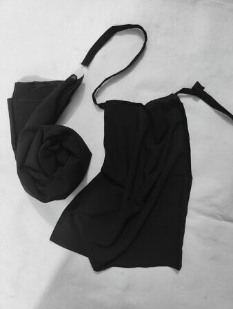 Plain Matching Hijab Set with Half Niqab - Black