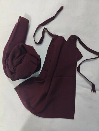 Plain Matching Hijab Set with Half Niqab - Burgundy
