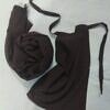 Plain Matching Hijab Set with Half Niqab - Dark Brown
