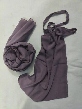 Plain Matching Hijab Set with Half Niqab - Dirty Purple