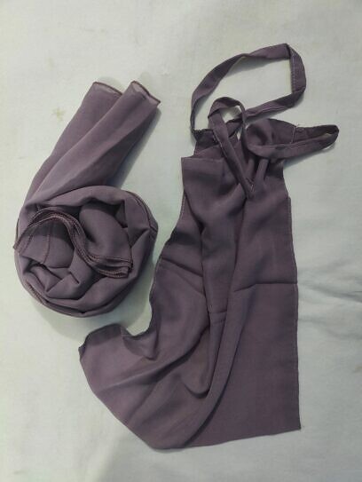Plain Matching Hijab Set with Half Niqab - Dirty Purple