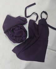 Plain Matching Hijab Set with Half Niqab - Eggplant
