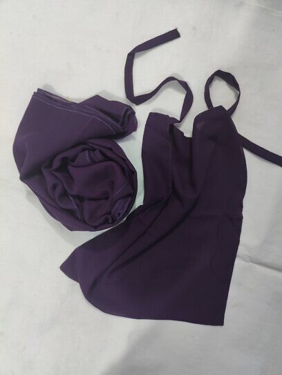 Plain Matching Hijab Set with Half Niqab - Eggplant