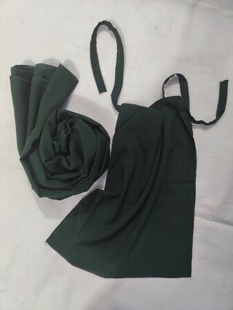 Plain Matching Hijab Set with Half Niqab - Hunter Green