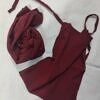 Plain Matching Hijab Set with Half Niqab - Maroon