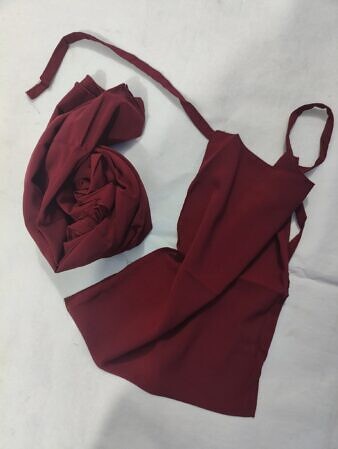Plain Matching Hijab Set with Half Niqab - Maroon