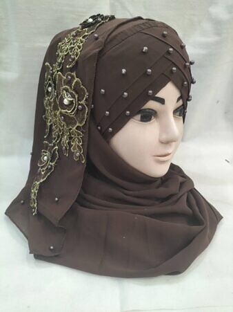 Pearl Ready to Wear with Matching Bunch - Brown