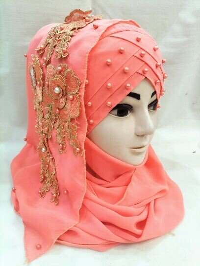 Pearl Ready to Wear with Matching Bunch - Orange