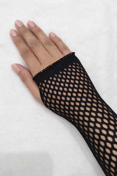 Black Fishnet Fingerless Sleeves