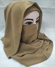 Plain Niqab Ready to Wear - Camel