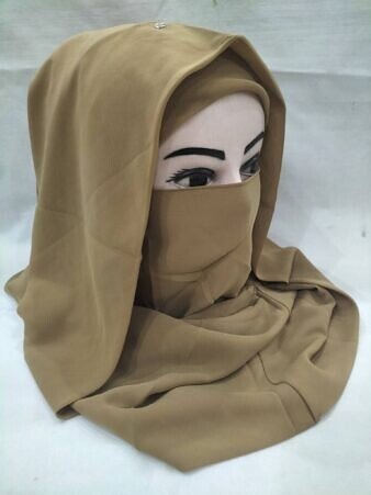 Plain Niqab Ready to Wear - Camel